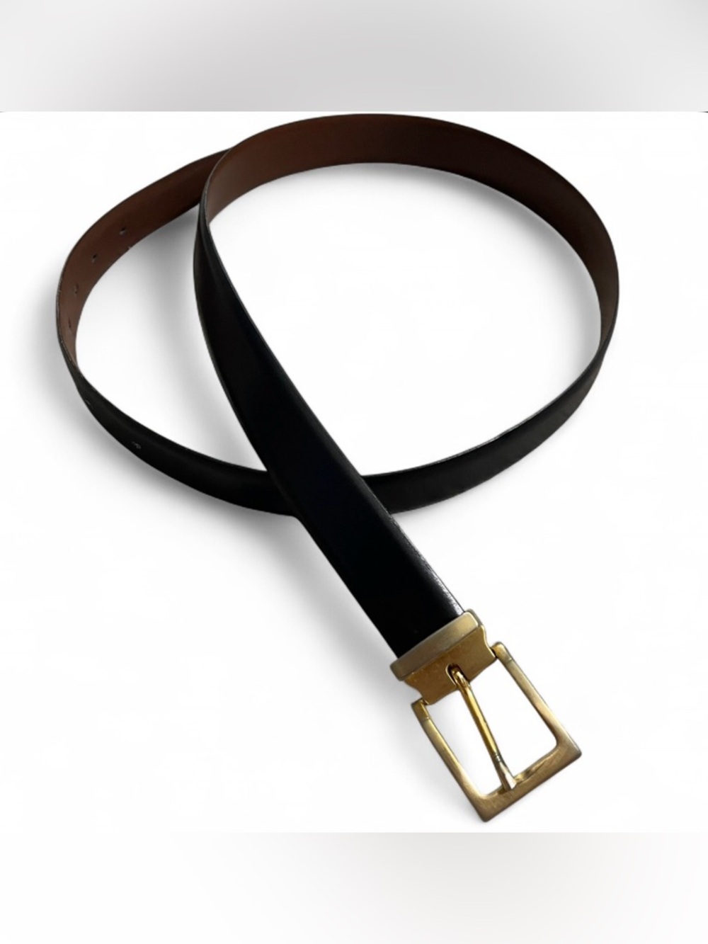 Vintage 1985 Genuine Leather Tie Rack  Mens Black Belt